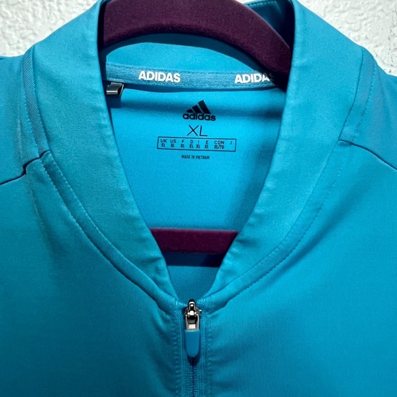 Adidas Golf Tank Top Womens XL Aqua Blue Stretch Racerback 1/4 Zip Performance - Picture 3 of 10